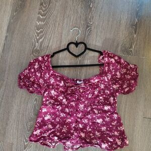 Macy's Burgundy Floral Blouse